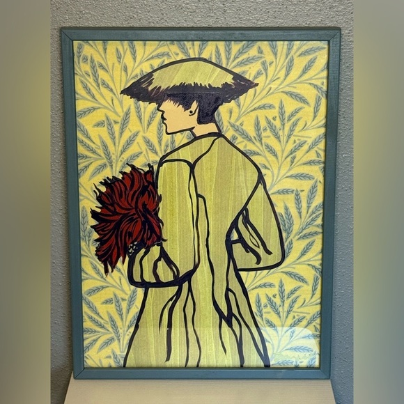 Anthropologie Lady with Flowers Wall Art - Picture 1 of 6